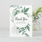 Waterverf Wild Leaves Hunter Green Wedding Bedankkaart (Staand voorkant)