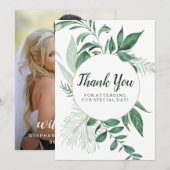 Waterverf Wild Leaves Hunter Green Wedding Bedankkaart (Voorkant / Achterkant)