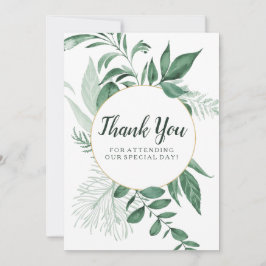 Waterverf Wild Leaves Hunter Green Wedding Bedankkaart