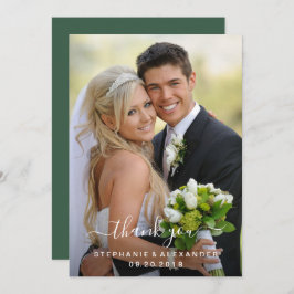 Waterverf Wild Leaves Hunter Green Wedding Bedankkaart