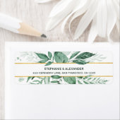 Waterverf Wild Leaves Hunter Green Wedding Etiket (Insitu)
