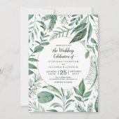 Waterverf Wild Leaves Hunter Green Wedding Kaart (Voorkant)