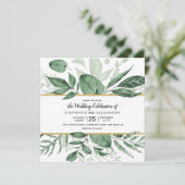 Waterverf Wild Leaves Hunter Green Wedding Kaart (Staand voorkant)