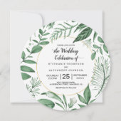 Waterverf Wild Leaves Hunter Green Wedding Kaart (Voorkant)