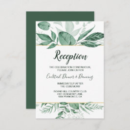 Waterverf Wild Leaves Hunter Green Wedding Kaart