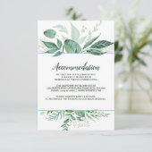 Waterverf Wild Leaves Hunter Green Wedding Kaart (Staand voorkant)