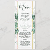 Waterverf Wild Leaves Hunter Green Wedding Menu (Voorkant)
