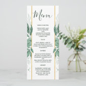 Waterverf Wild Leaves Hunter Green Wedding Menu (Staand voorkant)