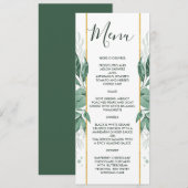 Waterverf Wild Leaves Hunter Green Wedding Menu (Voorkant / Achterkant)