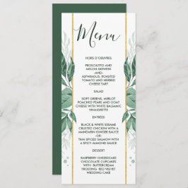 Waterverf Wild Leaves Hunter Green Wedding Menu