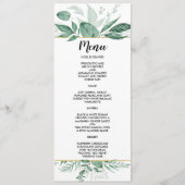 Waterverf Wild Leaves Hunter Green Wedding Menu (Voorkant)