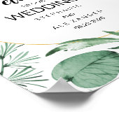 Waterverf Wild Leaves Hunter Green Wedding Poster (Hoek)