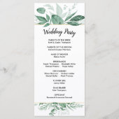 Waterverf Wild Leaves Hunter Green Wedding Programmakaart (Achterkant)