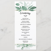 Waterverf Wild Leaves Hunter Green Wedding Programmakaart (Voorkant)