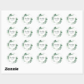 Waterverf Wild Leaves Hunter Green Wedding Ronde Sticker (Vel)
