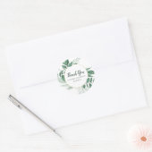 Waterverf Wild Leaves Hunter Green Wedding Ronde Sticker (Envelop)