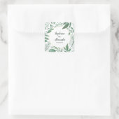 Waterverf Wild Leaves Hunter Green Wedding Vierkante Sticker (Tas)