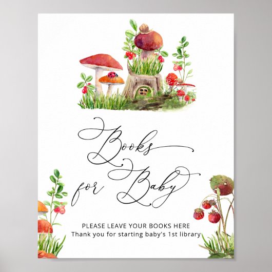 Waterverf Wild Mushroom Boeken voor Baby Poster (Voorkant)