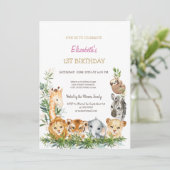 Waterverf Wild One Animals Oerwoud Tropisch 1e Kaart (Staand voorkant)