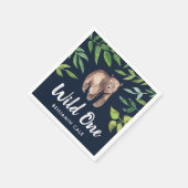 Waterverf Wild One Beer Eerste Verjaardag | Marine Servet (Hoek)