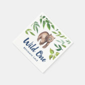 Waterverf Wild One Beer Eerste Verjaardag | Wit Servet (Hoek)