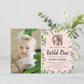 Waterverf Wild One | Meisjes Foto Verjaardag | blo Kaart (Staand voorkant)