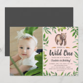 Waterverf Wild One | Meisjes Foto Verjaardag | blo Kaart (Voorkant / Achterkant)