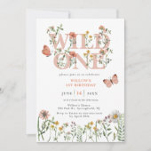 Waterverf Wild One Wildflower 1e Verjaardag Kaart (Voorkant)