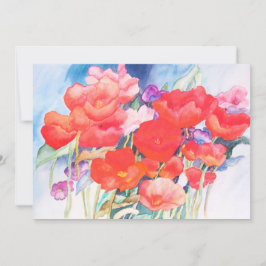 Waterverf Wild Red Poppies Kaart
