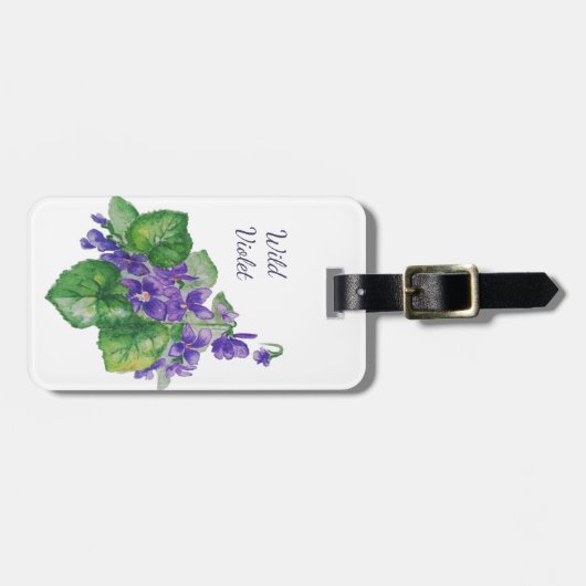 Waterverf Wild Violet Paarse Tuinbloem Bagagelabel (Voorkant horizontaal)