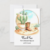 Waterverf Wild West Boy Baby shower Bedankkaart (Voorkant)