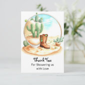 Waterverf Wild West Boy Baby shower Bedankkaart (Staand voorkant)