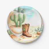 Waterverf Wild West Boy Baby shower Papieren Bordje (Voorkant)