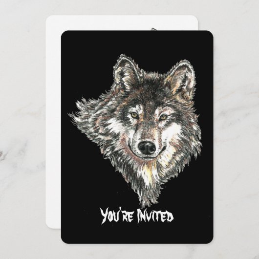 Waterverf Wild Wolf Head Design Kaart (Voorkant / Achterkant)