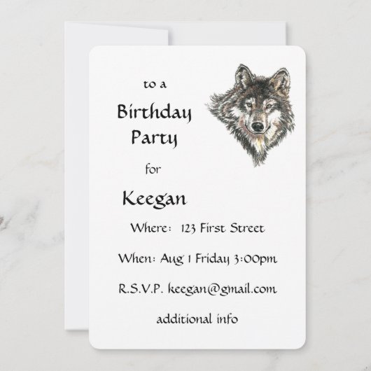 Waterverf Wild Wolf Head Design Kaart (Achterkant)