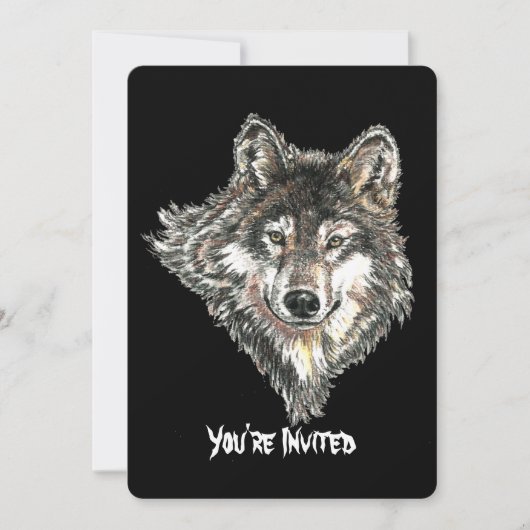 Waterverf Wild Wolf Head Design Kaart (Voorkant)