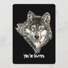 Waterverf Wild Wolf Head Design Kaart