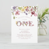 Waterverf Wildbloem 1e verjaardag Mauve Girl Kaart (Staand voorkant)