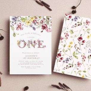 Waterverf Wildbloem 1e verjaardag Mauve Girl Kaart