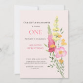 Waterverf Wildbloem 1e verjaardag Mauve Girl Kaart (Voorkant)