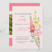 Waterverf Wildbloem 1e verjaardag Mauve Girl Kaart (Voorkant / Achterkant)