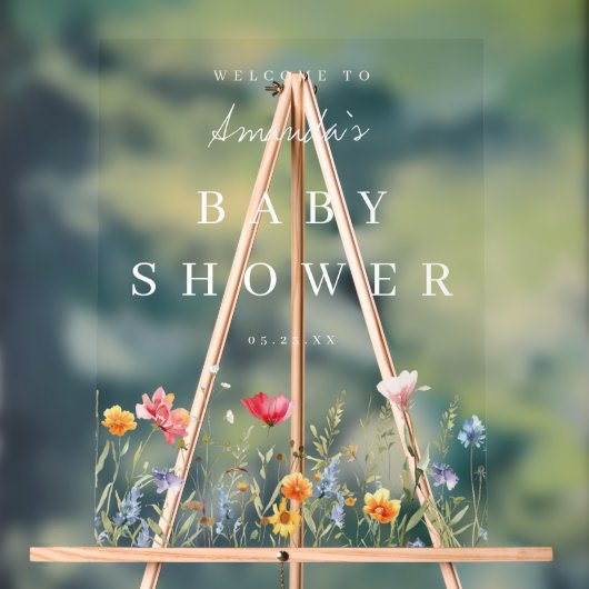 Waterverf Wildbloem Baby shower Acryl Bord (Neutraal)