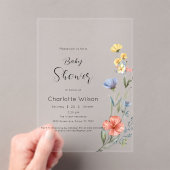 Waterverf Wildbloem Baby shower Acryl Uitnodigingen (Insitu (Draagbaar))