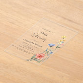 Waterverf Wildbloem Baby shower Acryl Uitnodigingen (Laagn)