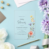 Waterverf Wildbloem Baby shower Acryl Uitnodigingen (Insitu (Huwelijk))