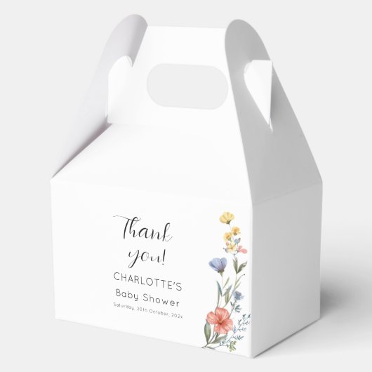 Waterverf Wildbloem Baby shower Bedankdoosjes (Voorkant)