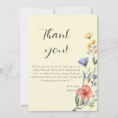 Waterverf Wildbloem Baby shower Bedankkaart (Voorkant)