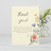 Waterverf Wildbloem Baby shower Bedankkaart (Staand voorkant)