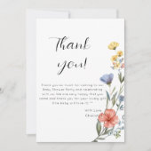 Waterverf Wildbloem Baby shower Bedankkaart (Voorkant)