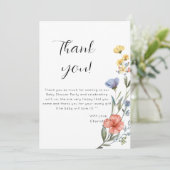 Waterverf Wildbloem Baby shower Bedankkaart (Staand voorkant)